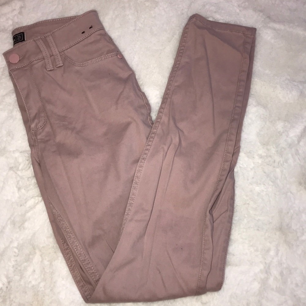 Pink denim jeans
